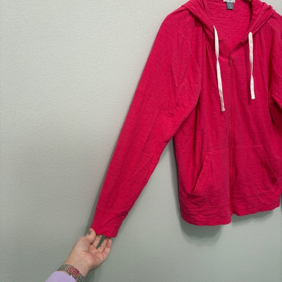 Old Navy Relaxed Lightweight Slub-Knit Full-Zip Hoodie - Hot Pink, XL - Picture 5 of 6